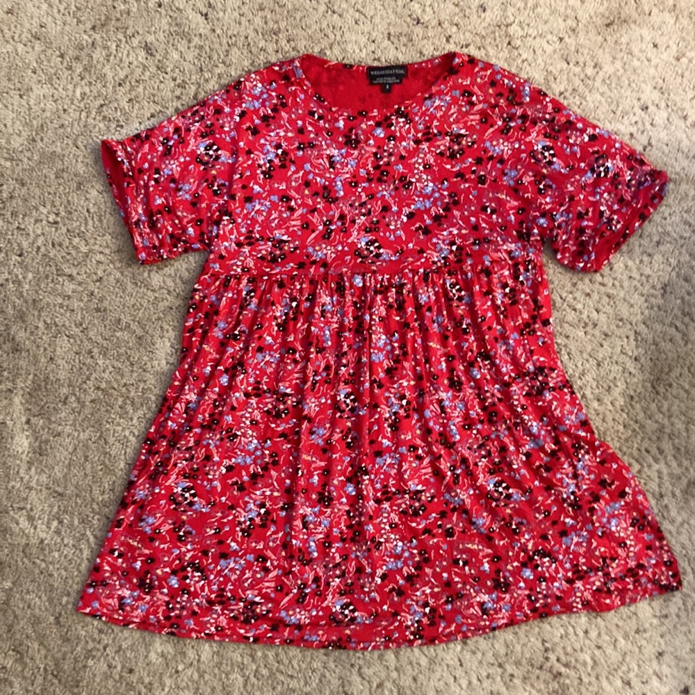 Wednesday’s Girl Babydoll Floral Mini Dress in Red Black Blue White Size Small
